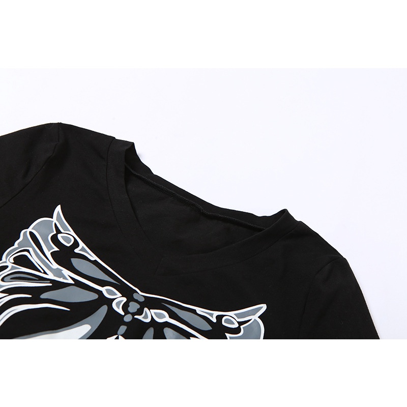 Áo Thun Nữ Ngắn Tay Cổ Chữ V In Hình Bướm Thời Trang