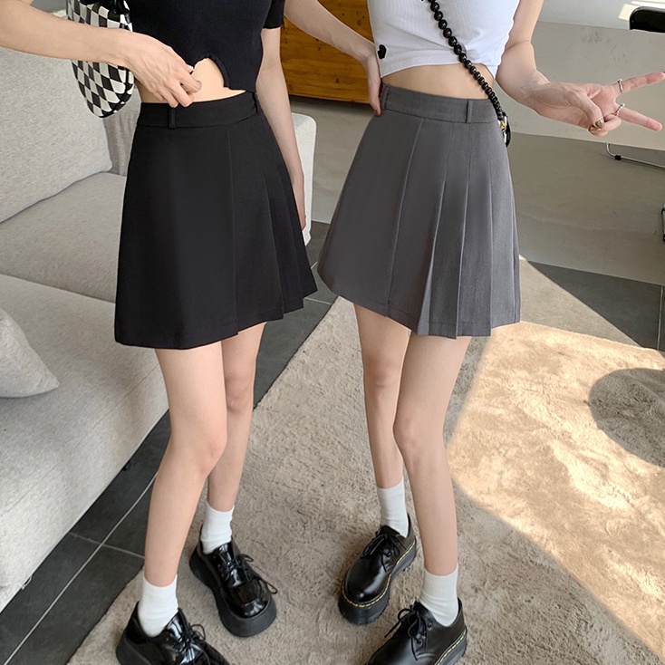 Chân váy ngắn SUXI dáng chữ A lưng cao xếp ly đơn giản thời trang mùa hè xinh xắn cho nữ