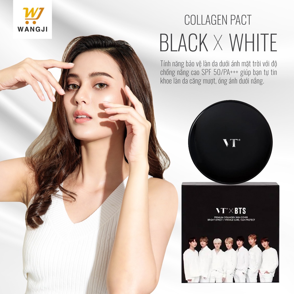 Phấn Nền Tươi VT X BTS COLLAGEN PACT BLACK & WHITE EDITION / SPF 50+++++ - Wangji