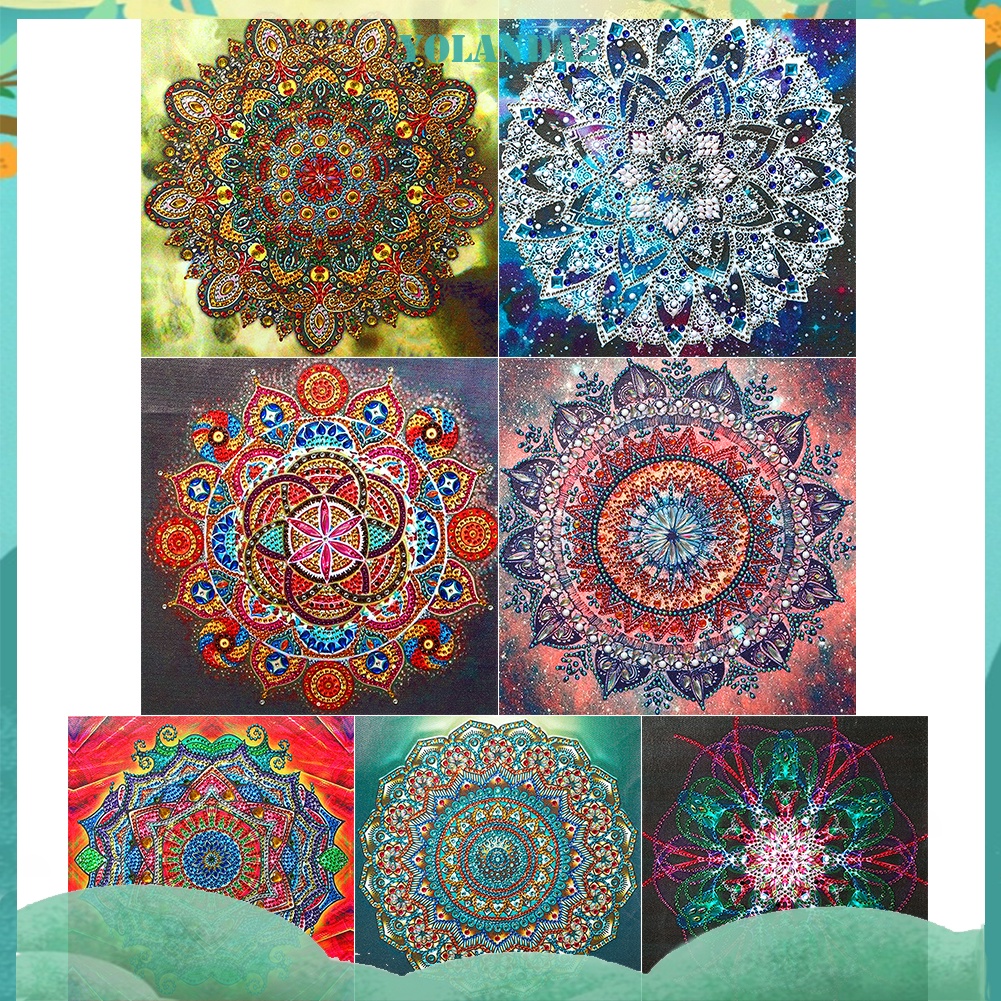Bộ tranh đính đá 5D họa tiết hoa văn Mandala độc đáo DIY dùng trang trí nhà cửa