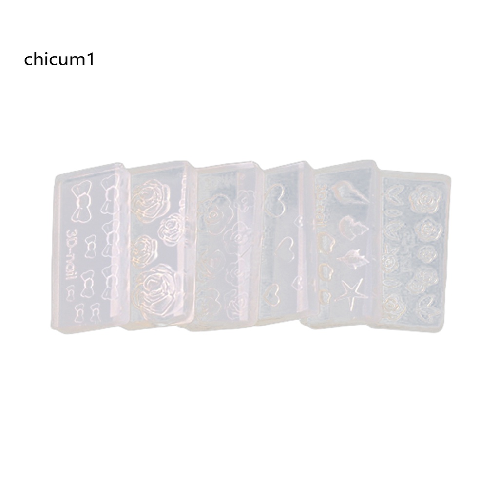 [Hàng mới về] Set 6 khuôn acrylic trong suốt siêu nhẹ 3d chuyên dụng cho làm móng nghệ thuật