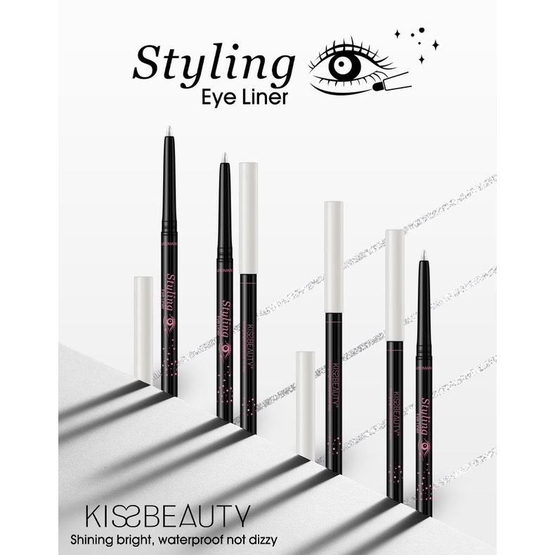 [Hàng mới về] Bút kẻ mắt Kiss Beauty đầu xoay tự động ánh ngọc trai lấp lánh chống thấm nước cao cấp | BigBuy360 - bigbuy360.vn
