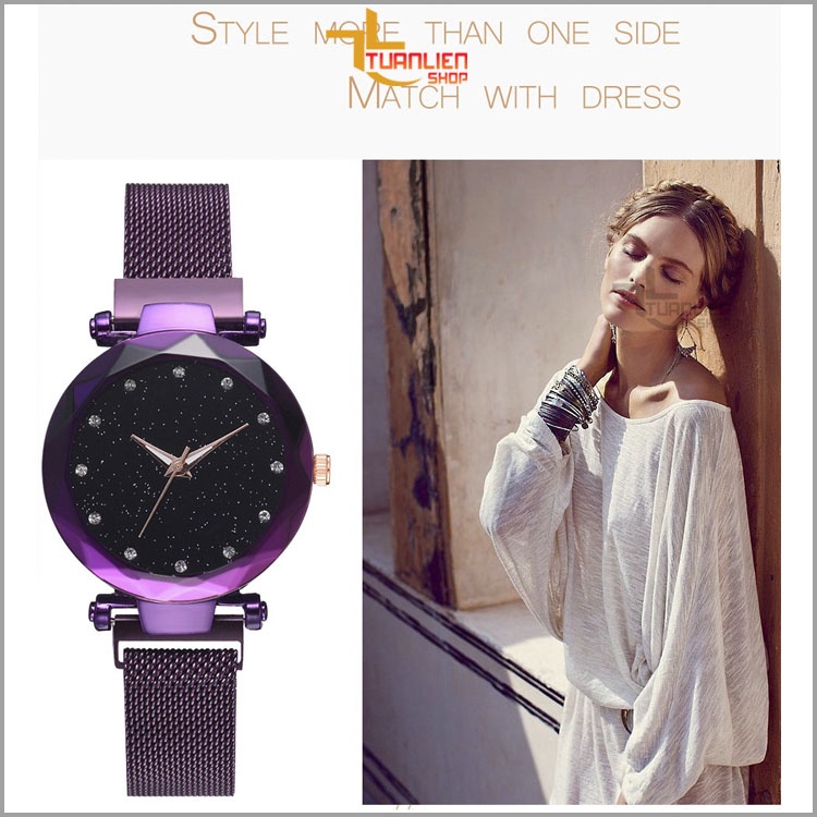 Đồng hồ nữ mặt vát 3D óng ánh dây thép nhuyễn sang trọng - TUANLIENSHOP