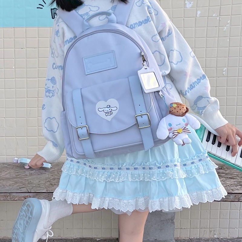 SANRIO Ba Lô Vải Canvas Kích Cỡ Lớn Họa Tiết Cún Con Dễ Thương Xinh Xắn