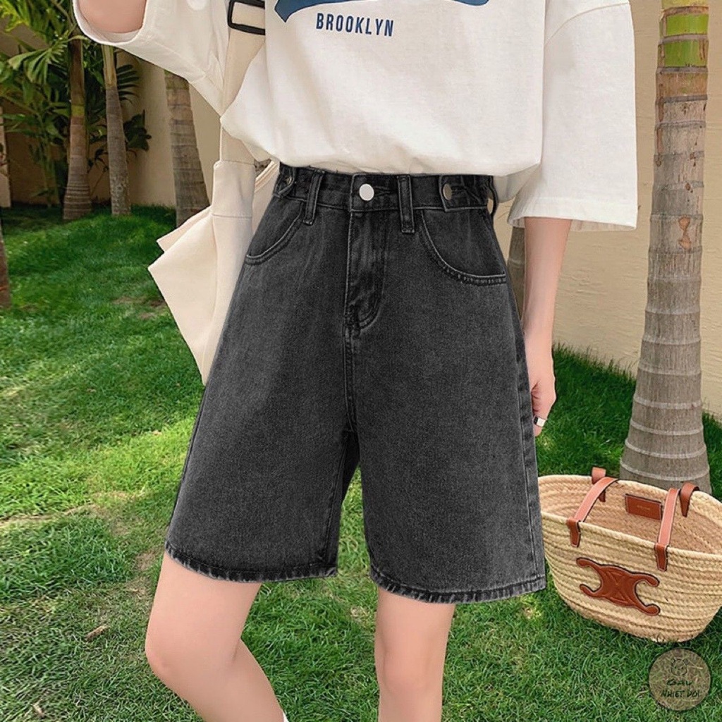 [Gấu Nhiệt Đới] Quần Short Jeans Nữ Kiểu Dáng Ulzzang Hai Màu Xanh/Đen Full Size S/M/L