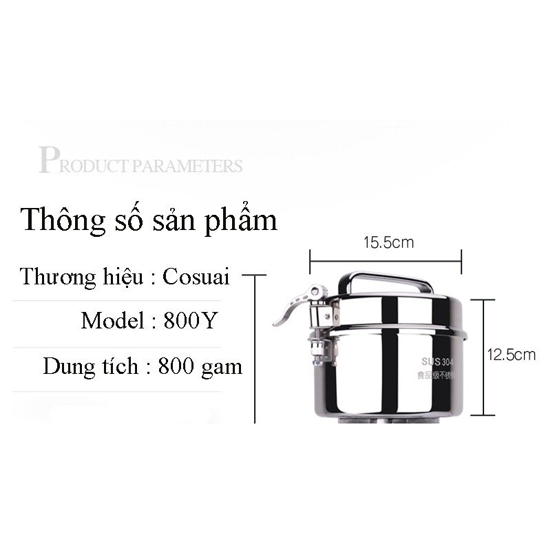 Máy xay, nghiền đồ khô, bột, ngũ cốc COSUAI chất liệu INOX 304 dung tích 800 gam