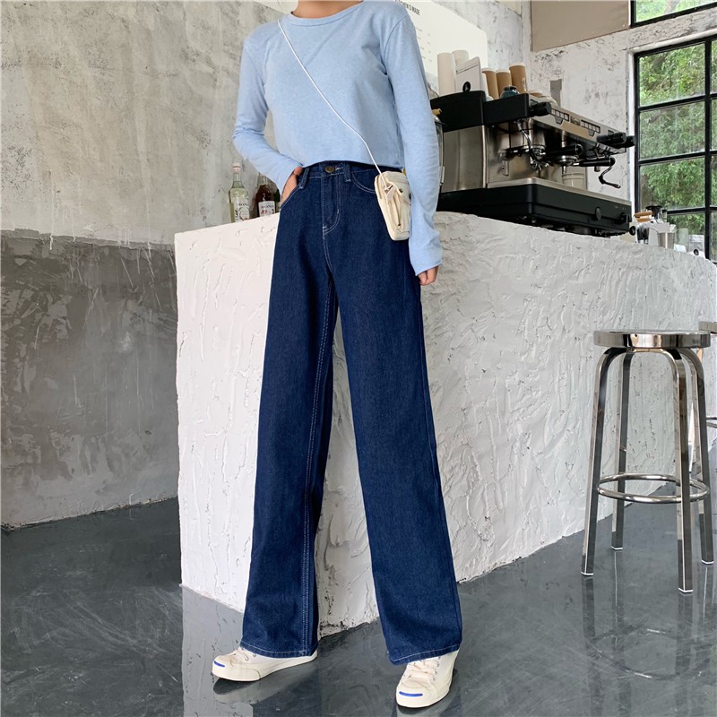 Xiaozhainv Quần jean lưng cao ống suông phong cách retro thời trang cho nữ | BigBuy360 - bigbuy360.vn