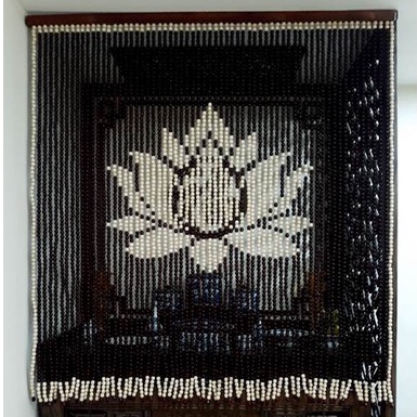 Rèm hạt gỗ bồ đề búp sen Đình Gia che cửa chính, che cửa sổ, che bàn phòng thờ đẹp RBS01