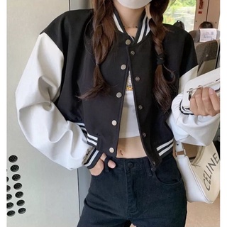 Áo khoác bomber jacket croptop dù 2 lớp Ulzzang