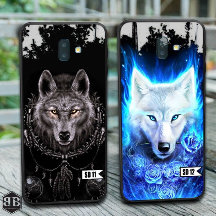 Ốp lưng kính cường lực Samsung Galaxy J6 Plus  sói đêm hoang dã