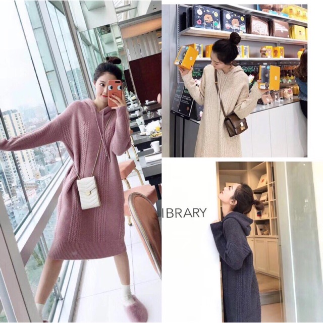 Váy len dáng rộng thân dài