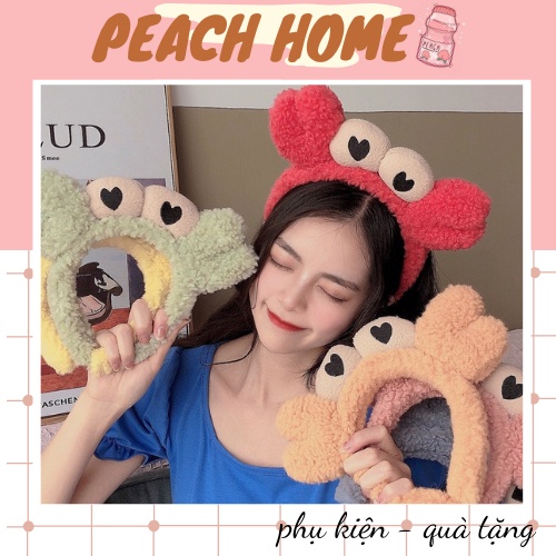 Bờm Cài Tóc Cua Mắt Lồi Nhiều Màu Xinh Xắn Phong Cách Hàn Quốc Băng Đô Rửa Mặt Hình Cua Sừng Hươu Cute Dễ Thương