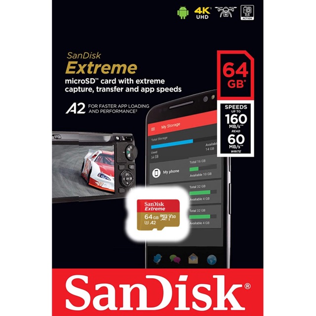 Thẻ Nhớ MicroSDXC SanDisk Extreme V30 A2 64GB 160MB/s - Hàng Chính Hãng | WebRaoVat - webraovat.net.vn