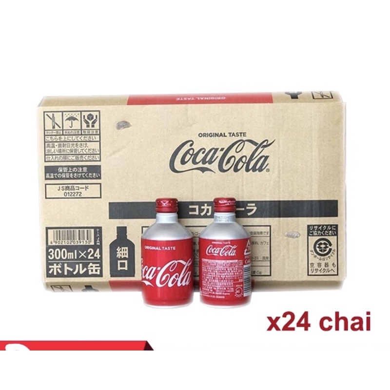Coca Cola Nhật nắp vặn thùng 24 chai- 300ml/chai Date T6/2024