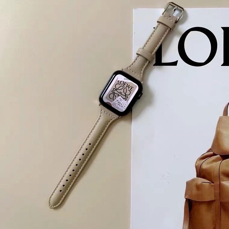 Dây đeo bằng da mỏng thích hợp cho đồng hồ thông minh Apple Watch series 1/2/3 42mm 38mm 4 5 40mm 44mm