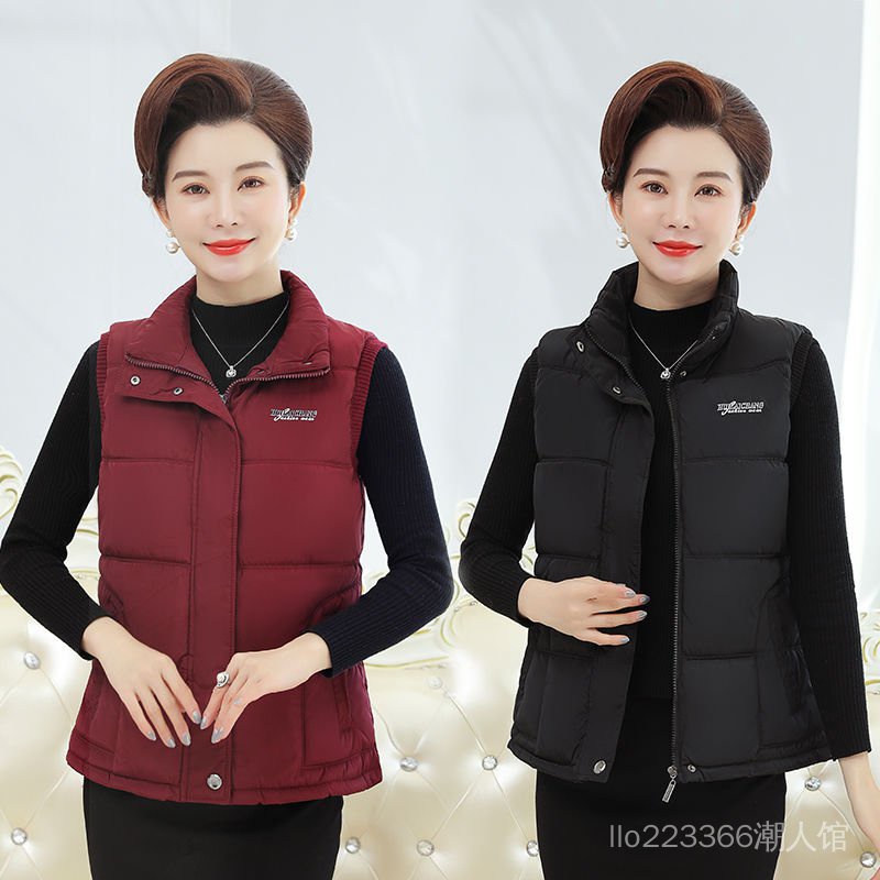 Áo Khoác Cotton Không Tay Thời Trang Thu Đông Cho Phụ Nữ Trung Niên 50 Tuổi