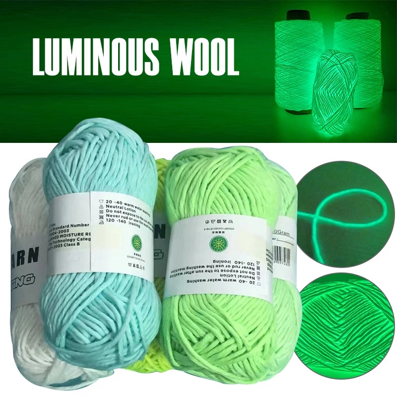 Cuộn Len Đan Sợi Polyester Dày Dặn Màu Dạ Quang