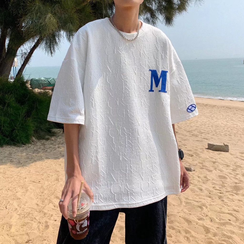 Áo Thun Cotton áo thun form rộng Dáng Rộng áo thun nam In Chữ áo phông nữ Phong Cách Hàn Quốc Thời Trang áo nữ