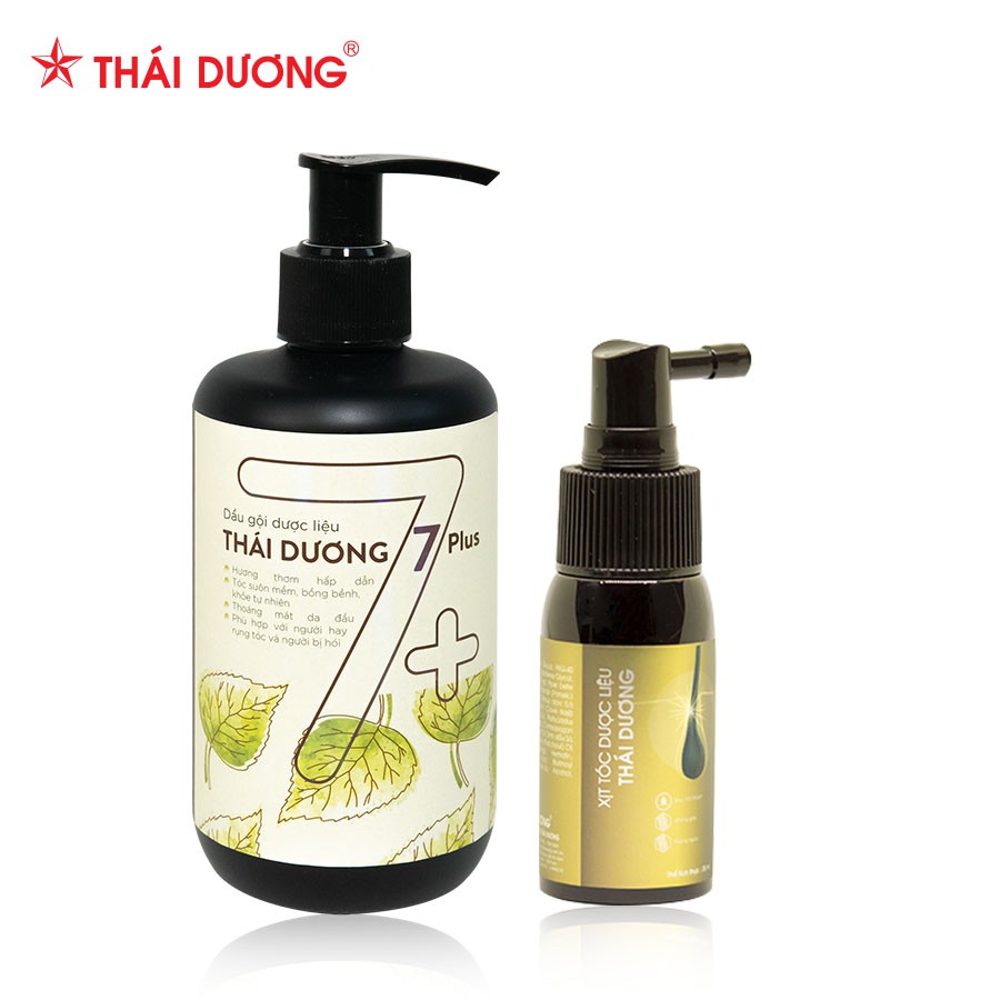 Bộ sản phẩm dành cho tóc rụng -  Dầu gội dược liệu Thái Dương 7 Plus 480ml &amp; Xịt mọc tóc Thái Dương 30ml