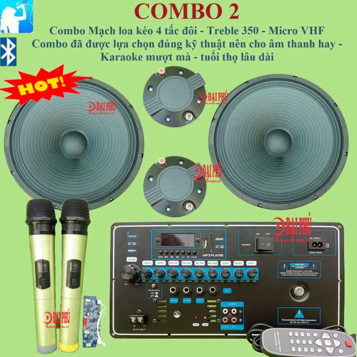 Combo bộ mạch loa kéo 4 tấc đôi công suất lớn