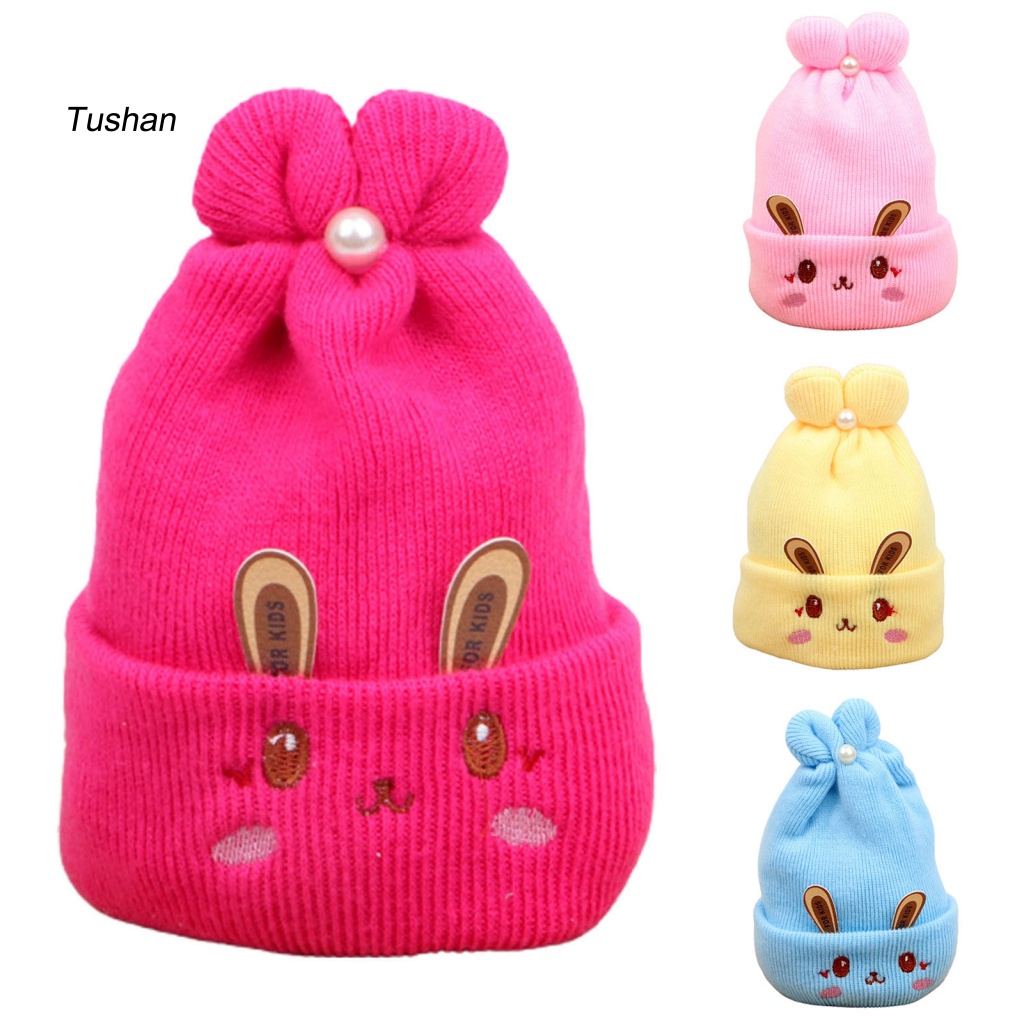 Mũ Dệt Kim Tai Thỏ Giữ Ấm Mùa Đông Cho Bé Sơ Sinh 0-6 Tháng Tuổi