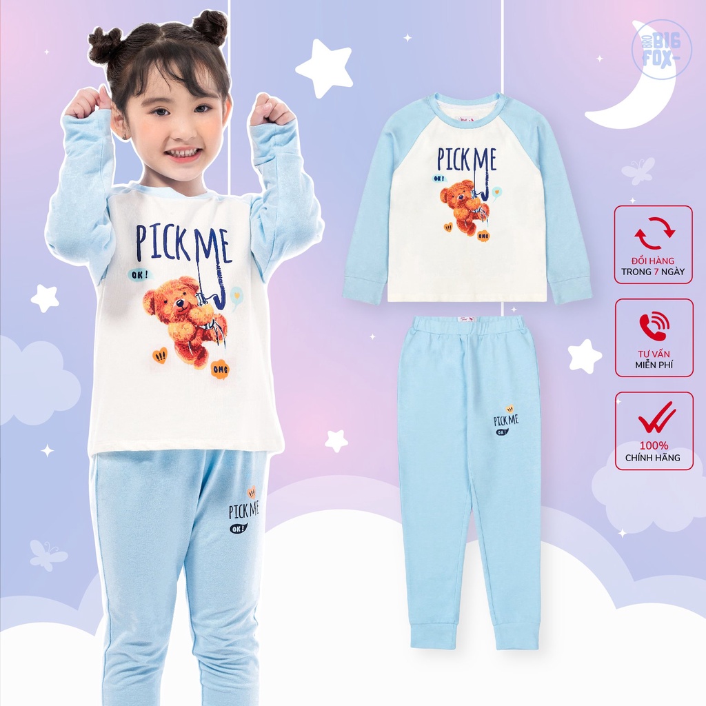 Bộ bé gái BIGFOX - MISS MEOW thu đông size đại, bộ dài tay cho bé phong cách Hàn Quốc in Gấu Bông 10 - 38 kg