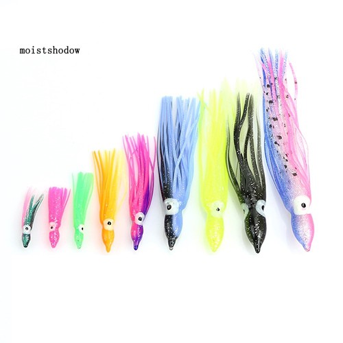 Set 10 Mồi Giả Mềm Câu Cá Hình Bạch Tuộc Dạ Quang