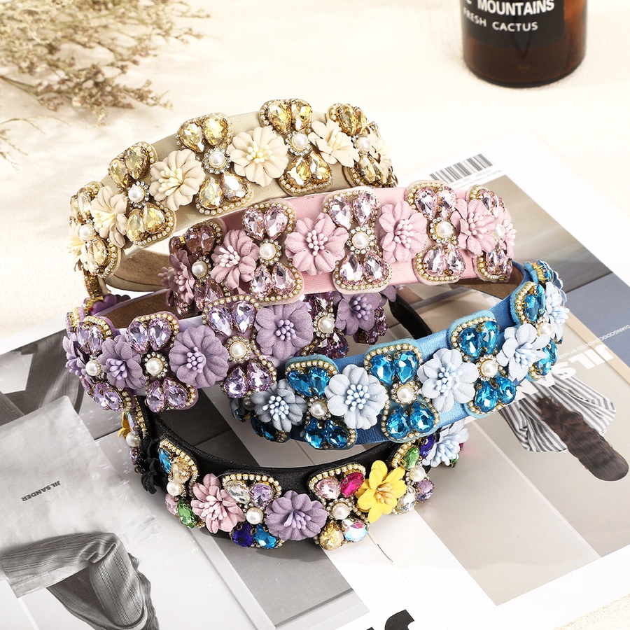Băng Đô Cài Tóc Hình Hoa Đính Ngọc Trai Nhân Tạo Thời Trang