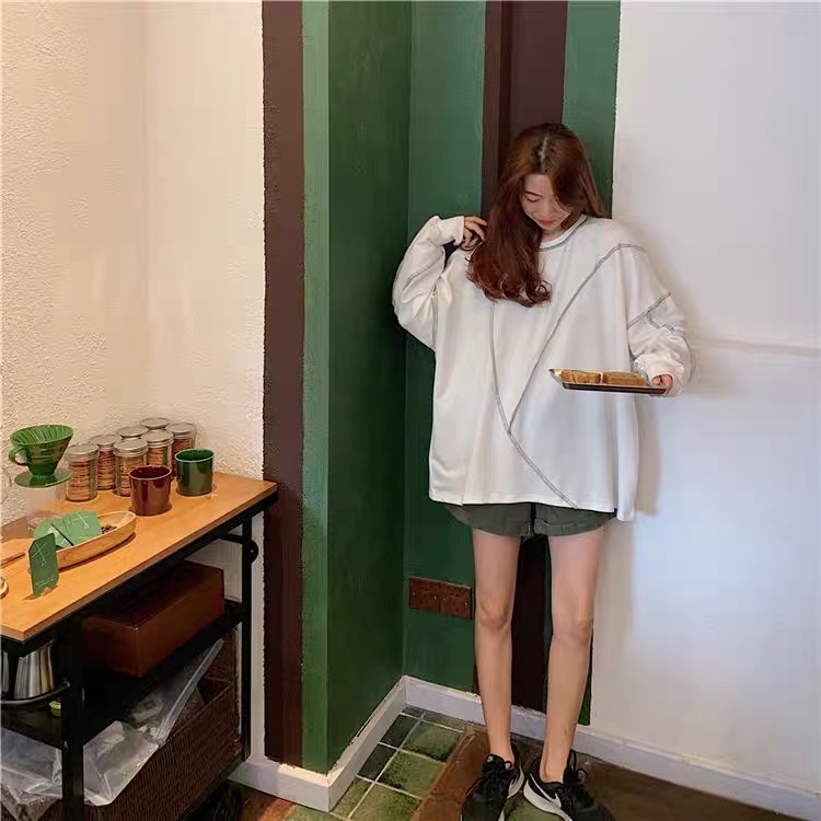 Áo Thun Dài Tay Dáng Rộng Phong Cách Hàn Quốc Size M-2XL