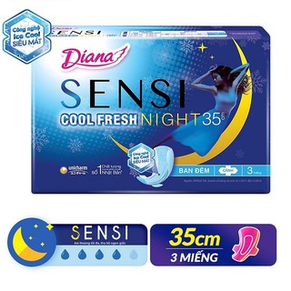 Băng Vệ Sinh Ban Đêm Diana Sensi Cool Mát Lạnh Night 35cm Túi 3 Miếng