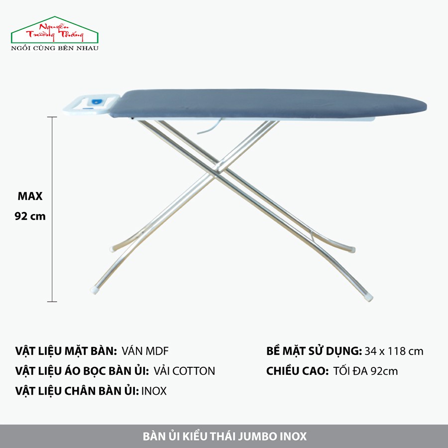Bàn để ủi dạng đứng kiểu Thái Jumbo 01 Inox - TẶNG  | Thái Jumbo 01 Inox Ironing board