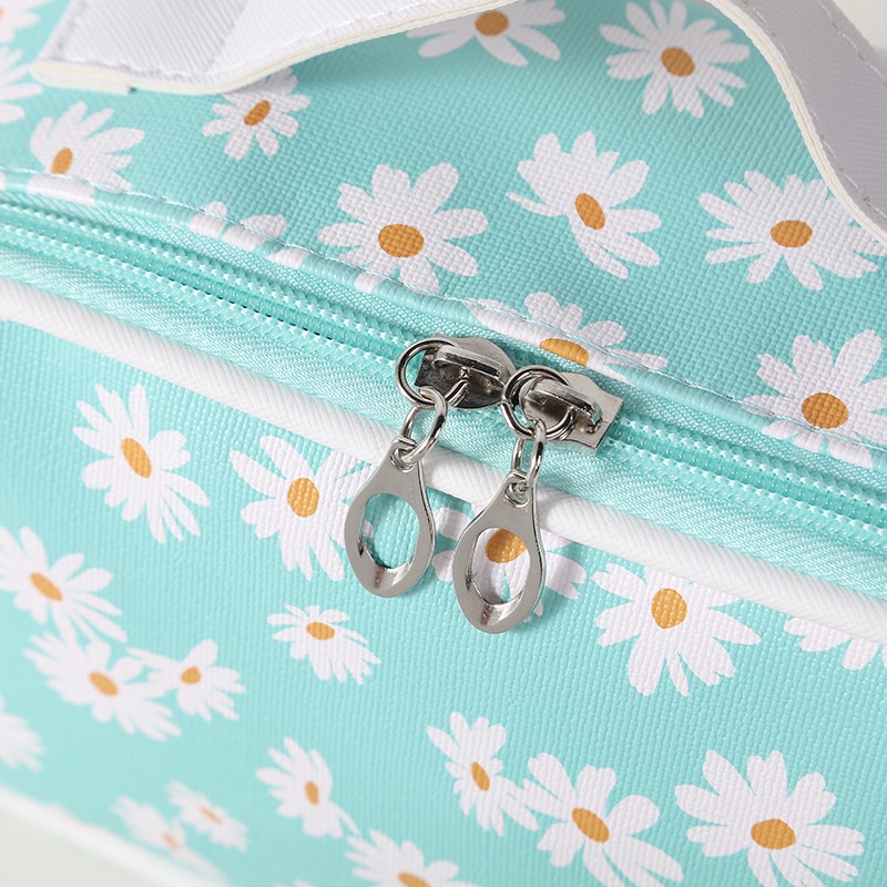 Túi Đựng Mỹ Phẩm Du Lịch Có Khóa Kéo In Hình Hoa Cúc Nhỏ