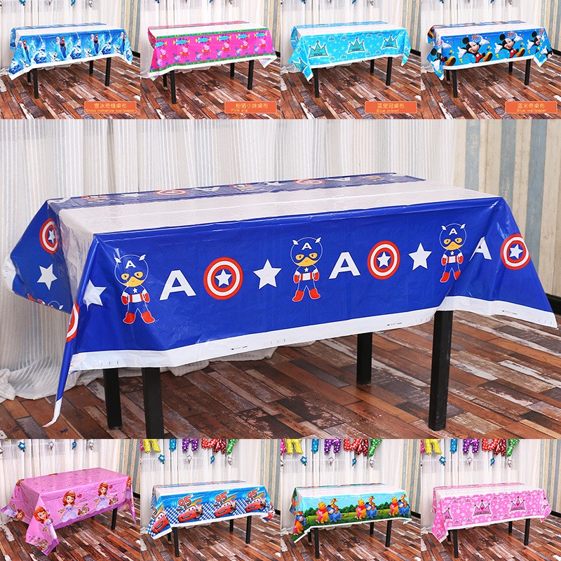 Bộ Khăn Trải Bàn Dùng Một Lần In Hình Hoạt Hình Trang Trí Tiệc Sinh Nhật 180x108cm
