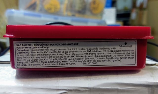 Osis+ 2 Mess Up - Sáp tạo kiểu tóc với độ cứng vừa phải và không bóng tóc. Net 100ml