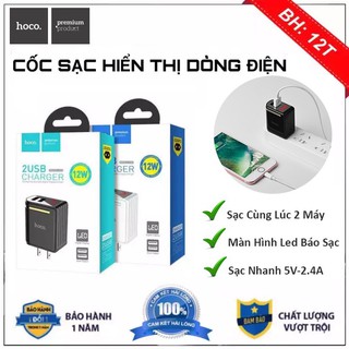 Cốc Sạc Điện Thoại💝Đèn Led Hiển Thị💝Củ Sạc Nhanh 2 Cổng USB Hoco C39 - BH Chính Hãng 12T