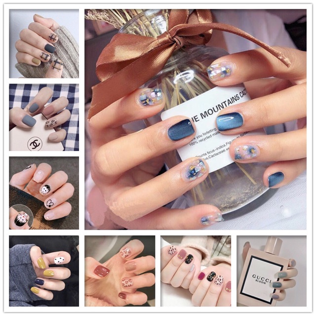 Bộ nhãn dán móng tay trang trí nghệ thuật 3D phong cách Hàn Quốc dễ thương