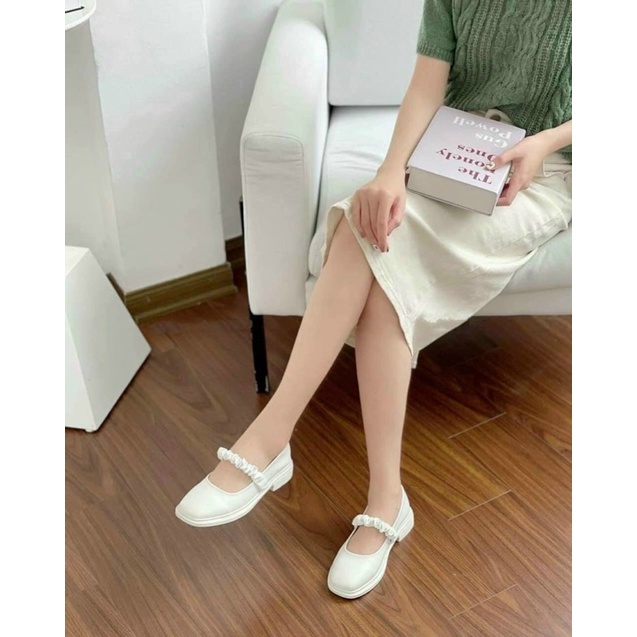 Sẵn hàng Giày búp bê mũi tròn trơn quai ngang chun co dãn tốt