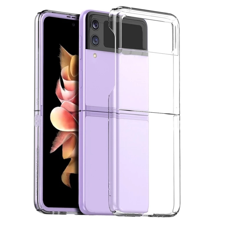 Ốp điện thoại pc cứng trong suốt siêu mỏng bảo vệ toàn diện cho Samsung Galaxy Z Flip 3
