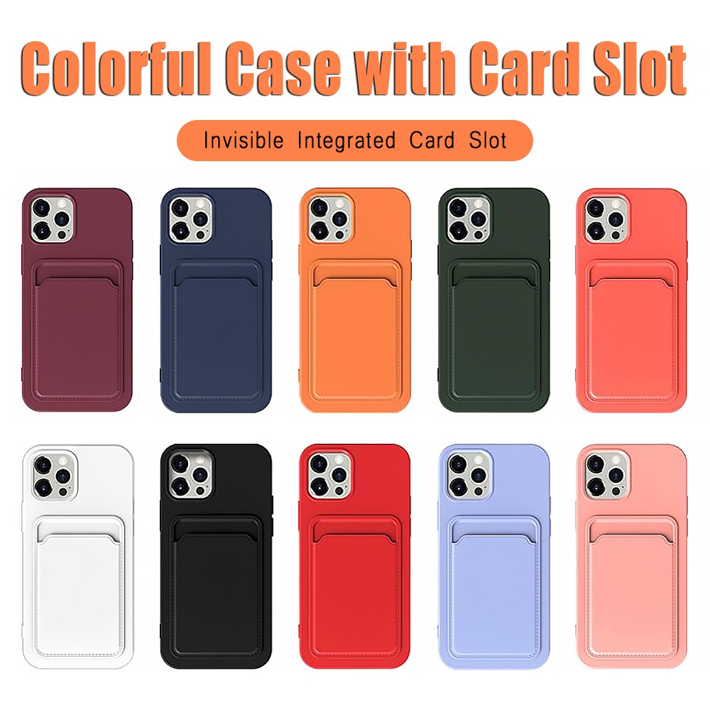 Ốp Điện Thoại Silicone Mềm Chống Sốc Có Ngăn Đựng Thẻ Cho iPhone 14 13 12 11 Pro Max X XR XS Max
