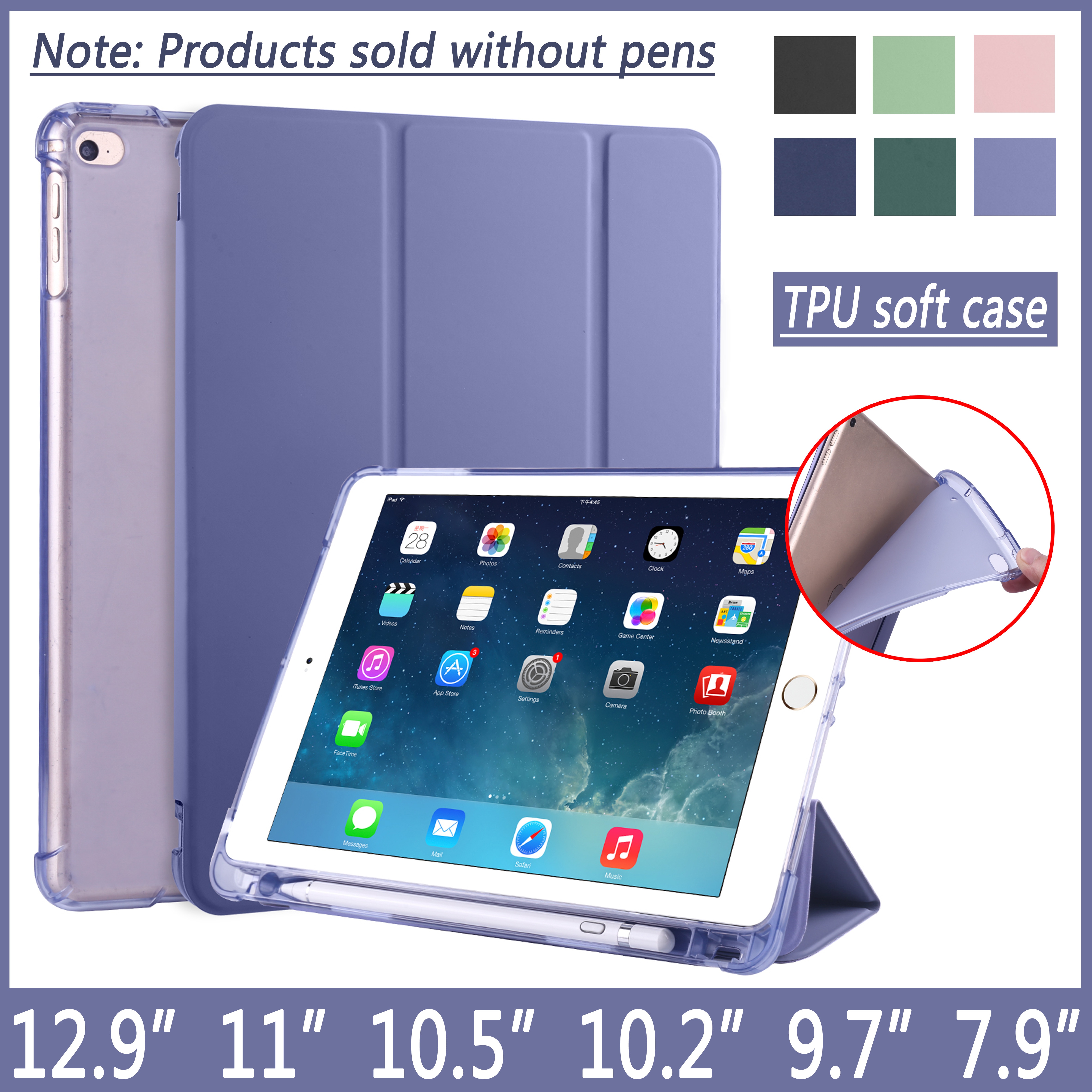 Bao da máy tính bảng cho Apple Ipad 8th Gen 10.2 3rd 10.5 Pro 10.5 11 12.9 2020 Mini 4 5 2017 9.7 Inch 10.2 2019 6th 7th