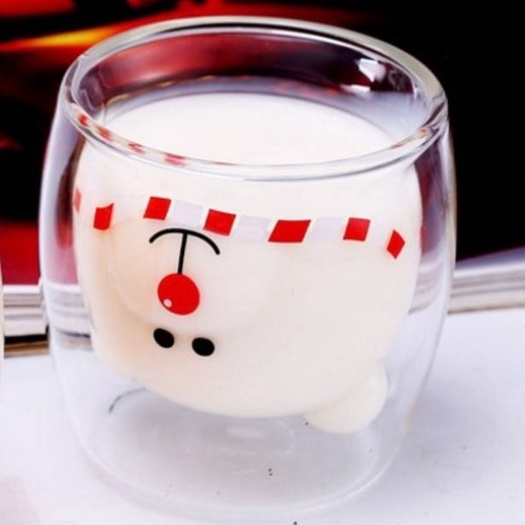 (Bán Buôn Sỉ) Ly Cách Nhiệt Thủy Tinh 2 Lớp Hình Mặt Gấu Ngộ Nghĩnh - #lycachnhiet