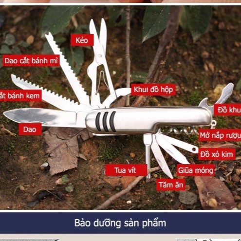 Bộ Dao Đa Năng Bỏ Túi 11 Món Màu Bạc