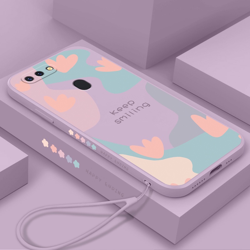 Ốp Điện Thoại Silicon Viền Thẳng Có Dây Đeo Cho oppo a5s a12 a7 a31 F9