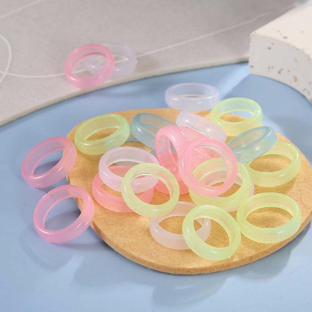 Bộ 10 Nhẫn Phát Sáng Độc Đáo Làm Quà Tặng|Nhẫn Acrylic Hàn Quốc Màu Sắc Dạ Quang