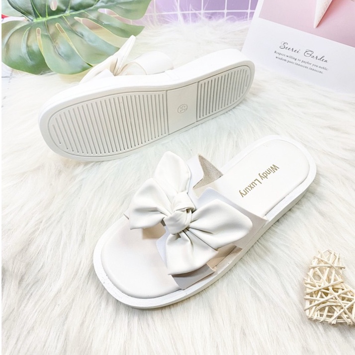 [ Mẫu Mới ] Dép Bánh Mì Quai Ngang Chữ H Gắn Nơ To Xinh Cực Siêu Nữ Tính Thời Trang - bm_nơ