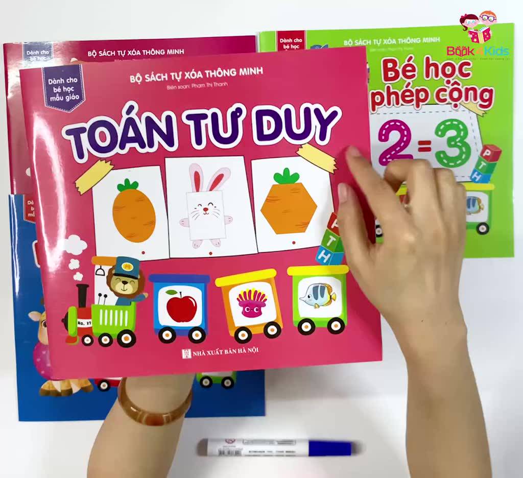 Sách - Tự Xóa Thông Minh - Bộ 4 Cuốn - Bé Học Phép Cộng, Bé Học Phép Trừ, Phép So Sánh, Toán Tư Duy (Tặng Kèm Bút) | BigBuy360 - bigbuy360.vn