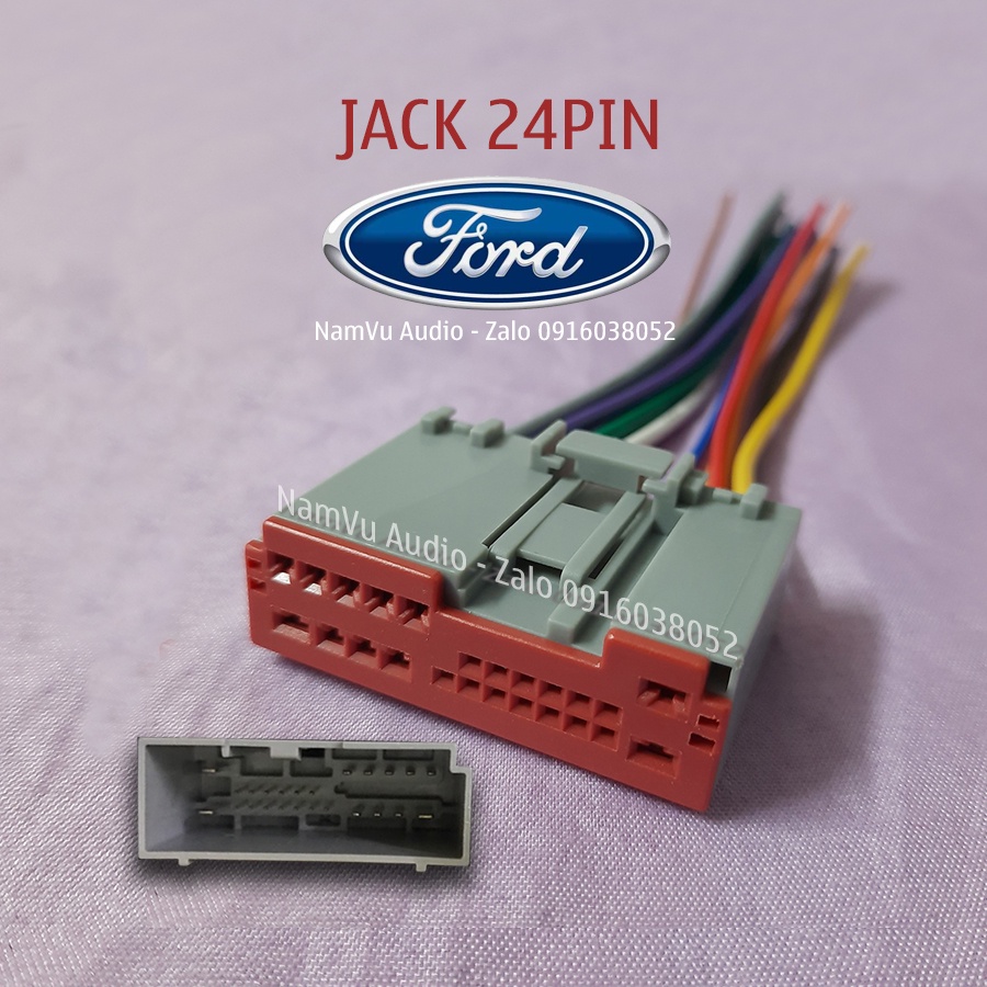 Dây cáp 24 pin - jack âm thanh loa nguồn cho CD ô tô Ford