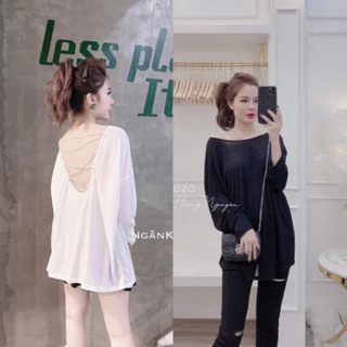 ÁO THUN GIẤY NỮ DÀI TAY ĐAN HẠT SAU LƯNG