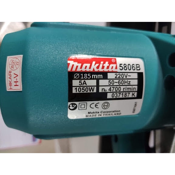 Máy cưa đĩa Makita 5806B, Made in Thái Lan ,đường kính đĩa 185mm, 1050W, dây đồng, cưa thẳng hoặc nghiêng 45 độ.