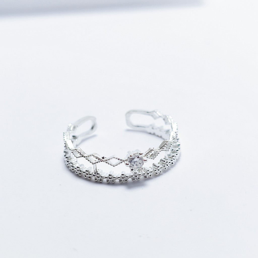 Nhẫn bạc nữ Nhẫn vương miện Công chúa bạc ta Van Jewelry V10007 free size tự điều chỉnh size tay